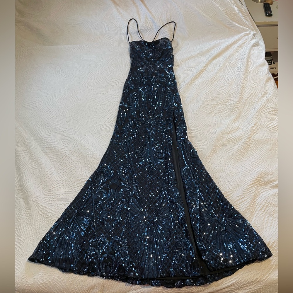 Windsor Dark Blue Sequin Mermaid Dress